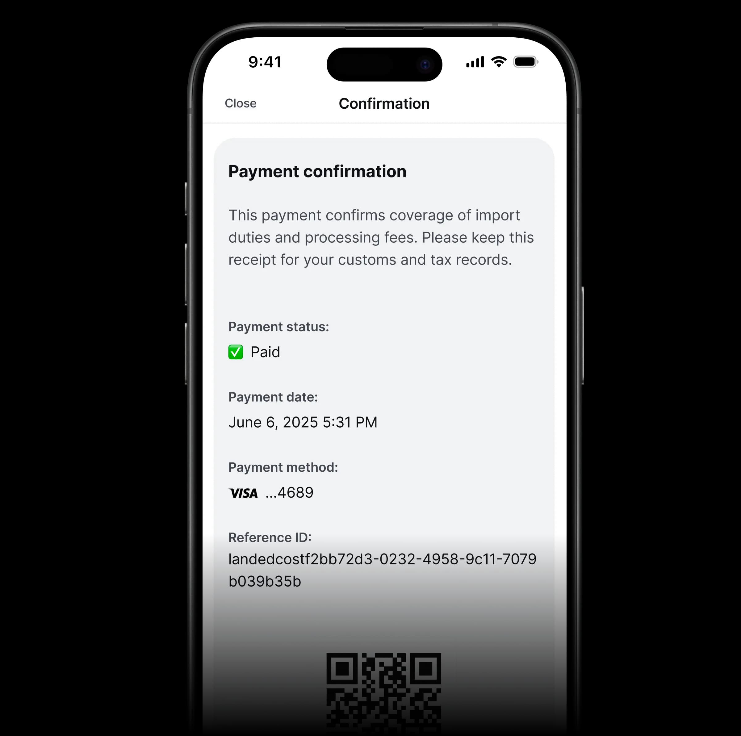 QR code confirmation